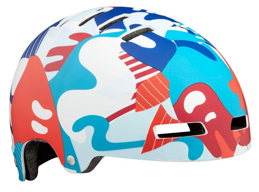 kinderhelm Street-Camo junior 52-56 cm wit/blauw/rood