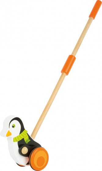 houten duwfiguur pinguin 58 cm zwart/wit
