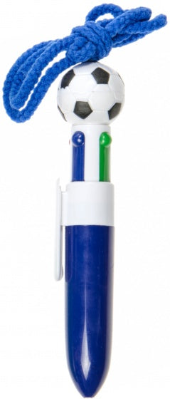 4-kleurenpen voetbal 12 cm blauw
