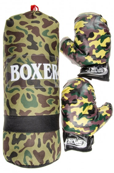 bokszak met handschoenen junior camouflage print