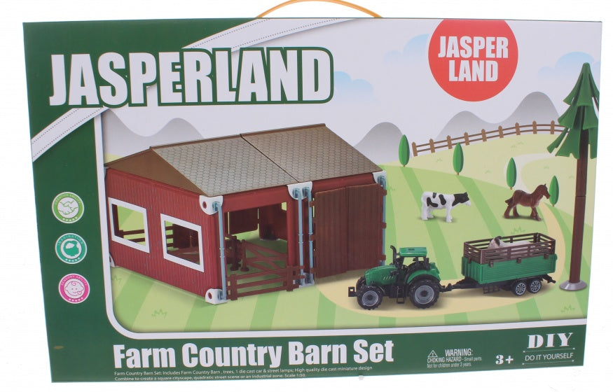 bouw- en speelset boerderij met stal en tractor 50-delig