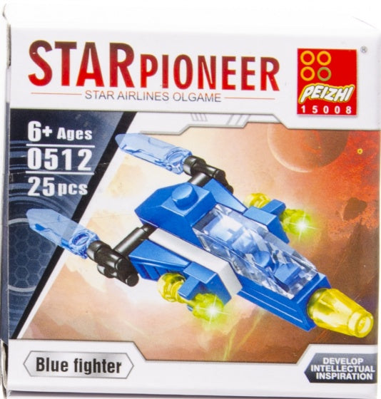 bouwset ruimtewereld blauw 25-delig