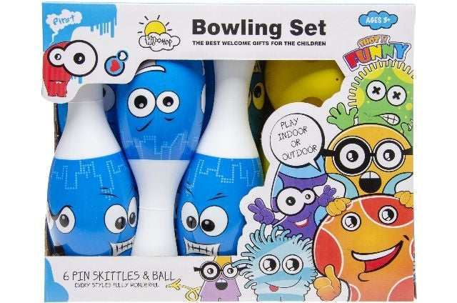 bowlingset junior 15 cm blauw/wit 7-delig