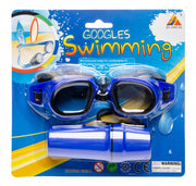 zwembril met brillenkoker blauw one-size