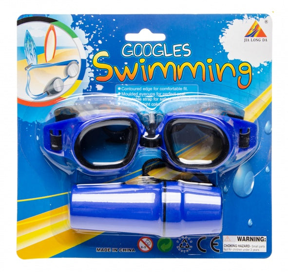 zwembril met brillenkoker blauw one-size