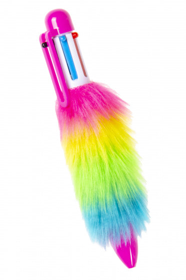 fluffy balpen lichtroze met 6 kleuren inkt