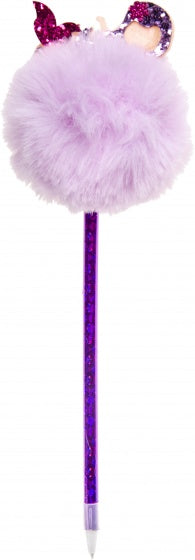 Fluffy balpen met zeemeermin paars 28