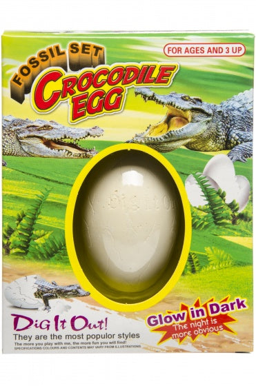 fossielei krokodil glow in the dark 3-delig