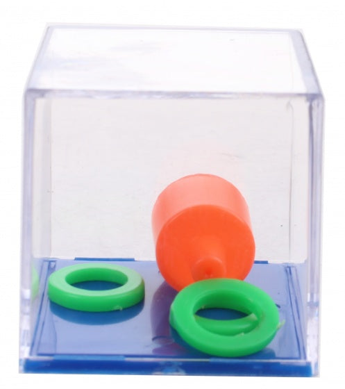 geduldspel in kubus ringen blauw/oranje/groen