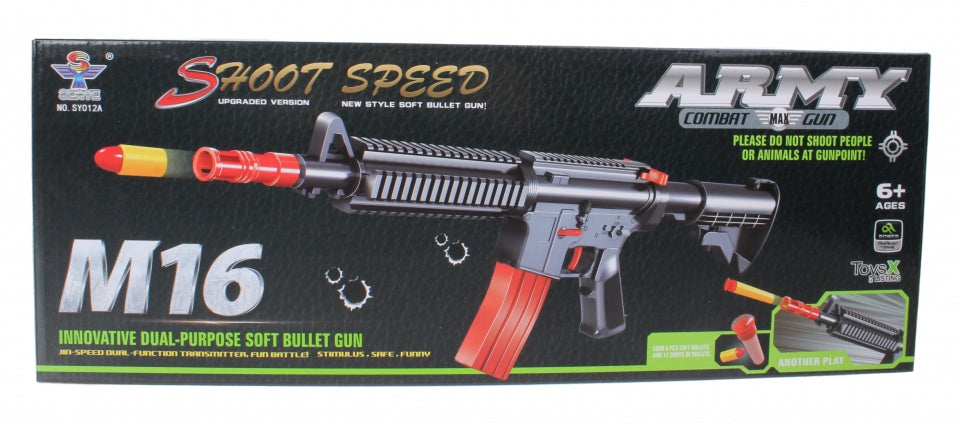 geweer Army Combat M16 68 cm zwart/rood