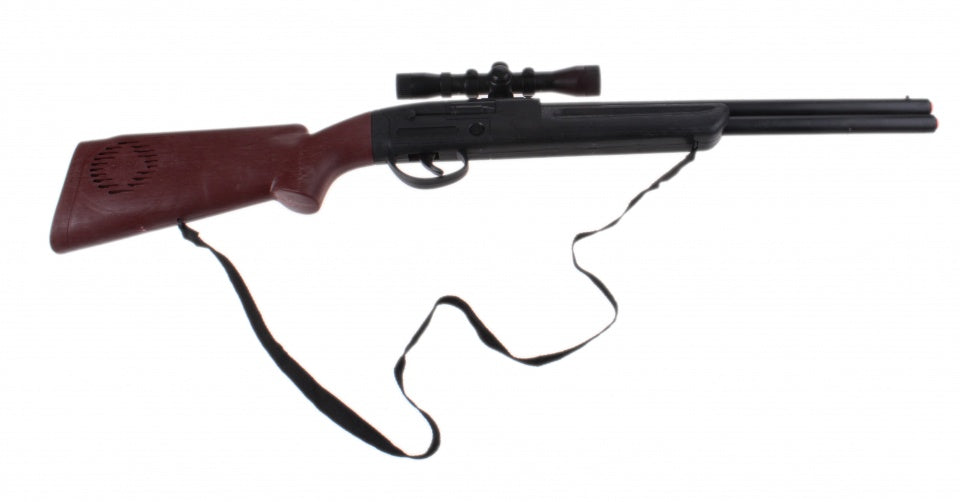 geweer met schietgeluid 65 cm zwart/bruin