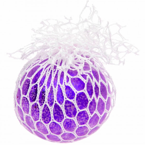 glitterstressbal 6 cm paars