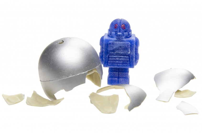 groei-ei robot 6 cm zilver
