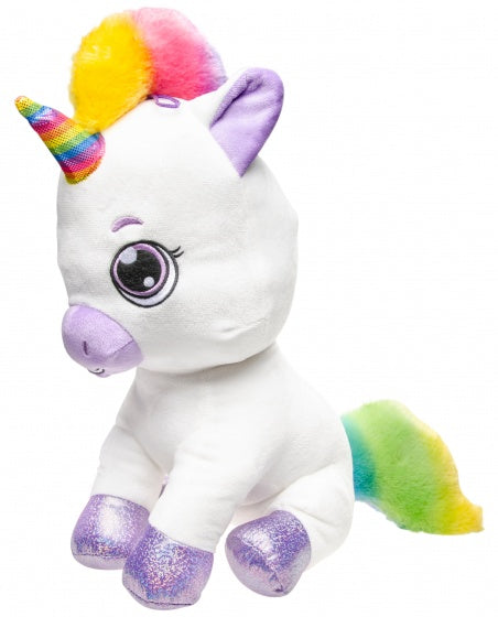 knuffel pluche unicorn 40 cm wit/paars