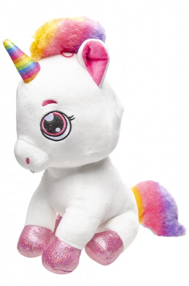 knuffel pluche unicorn 40 cm wit/roze