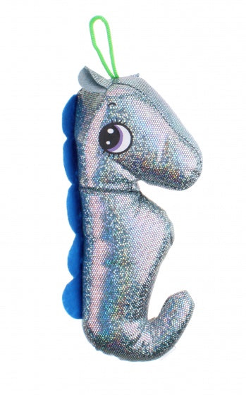 knuffel zeepaard glitter 21 cm blauw