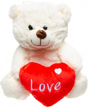 knuffelbeer met hart 24 cm wit