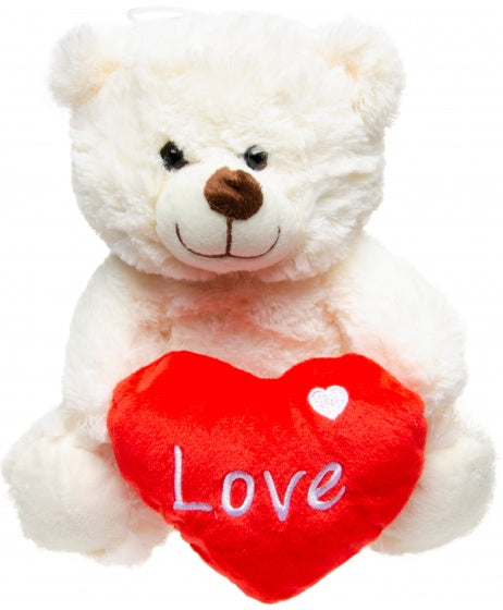knuffelbeer met hart 24 cm wit