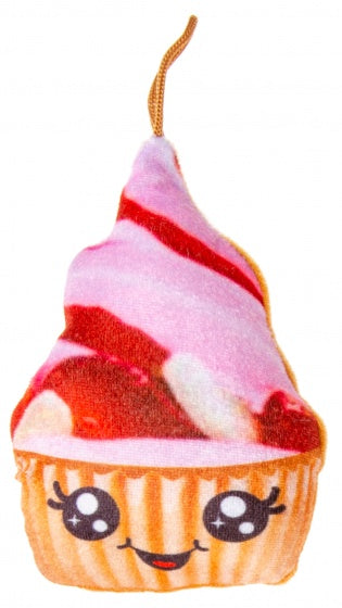 knuffelcupcake 14 cm roze/rood