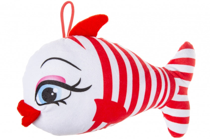 knuffelvis met lus 24 cm rood