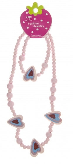Kralenketting met armband roze 23