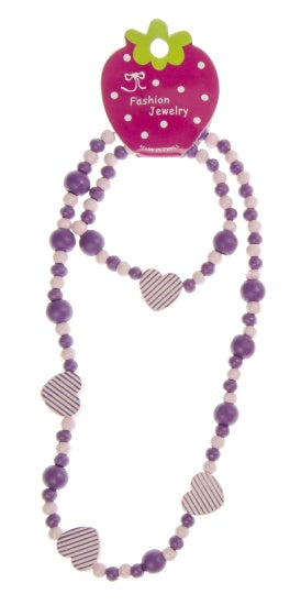 Kralenketting met armband roze