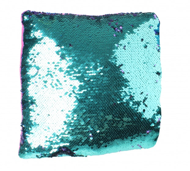 kussen met pailletten 29 cm rood-blauw-roze