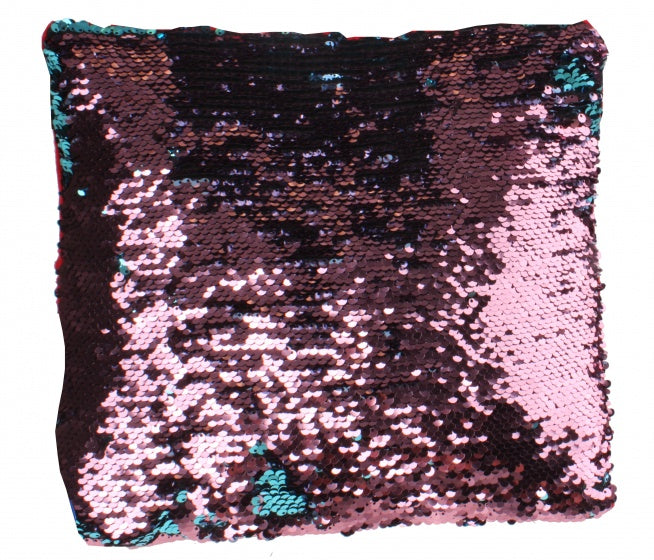 kussen met pailletten 29 cm rood-blauw-roze