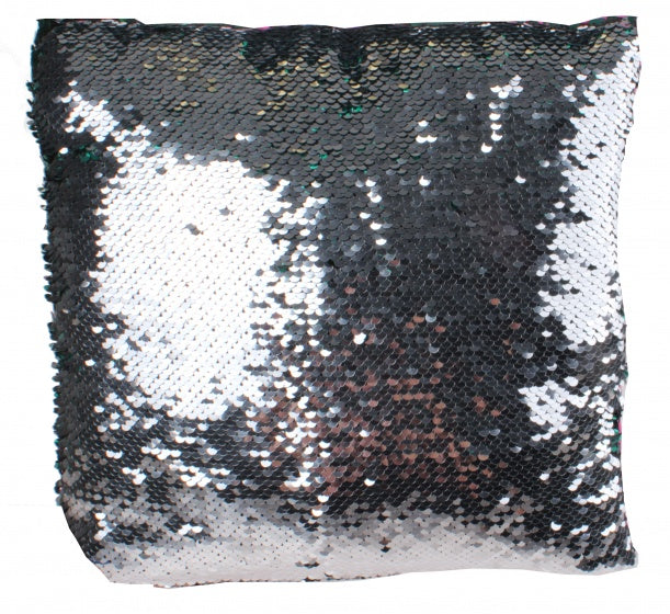 kussen met pailletten 29 cm rood-groen-zilver