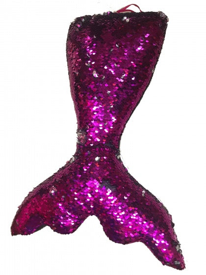 kussen zeemeerminstaart roze/zilver 45 cm