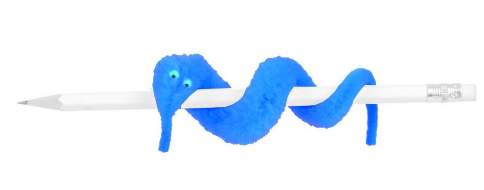 magische worm met draad 20 cm blauw