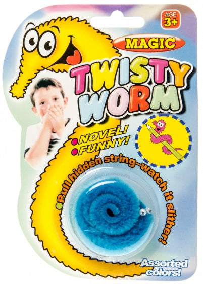 magische worm met draad 20 cm blauw