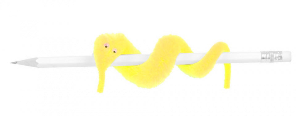 magische worm met draad 20 cm geel