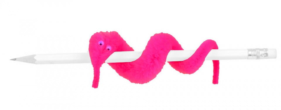 magische worm met draad 20 cm roze