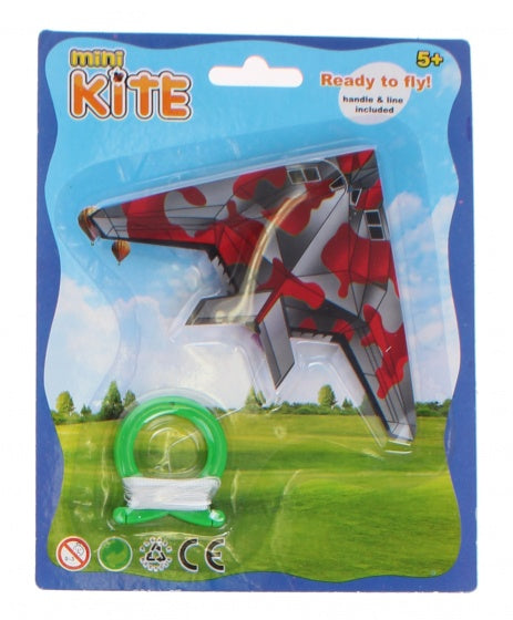 minivlieger bomber met touw 10 cm rood-grijs