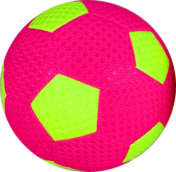 minivoetbal 15 cm roze/geel