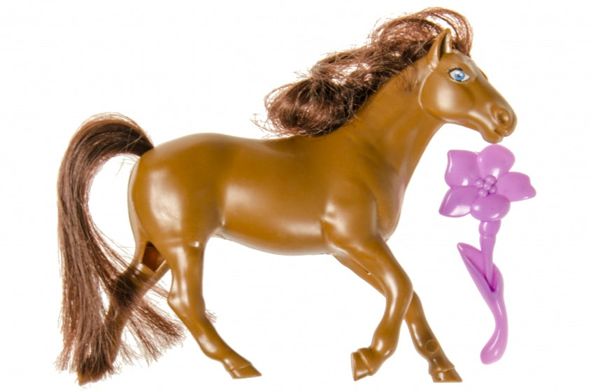 Paard met borstel 14 cm bruin
