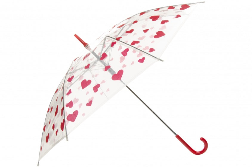 paraplu transparant hartjes rood 50 cm