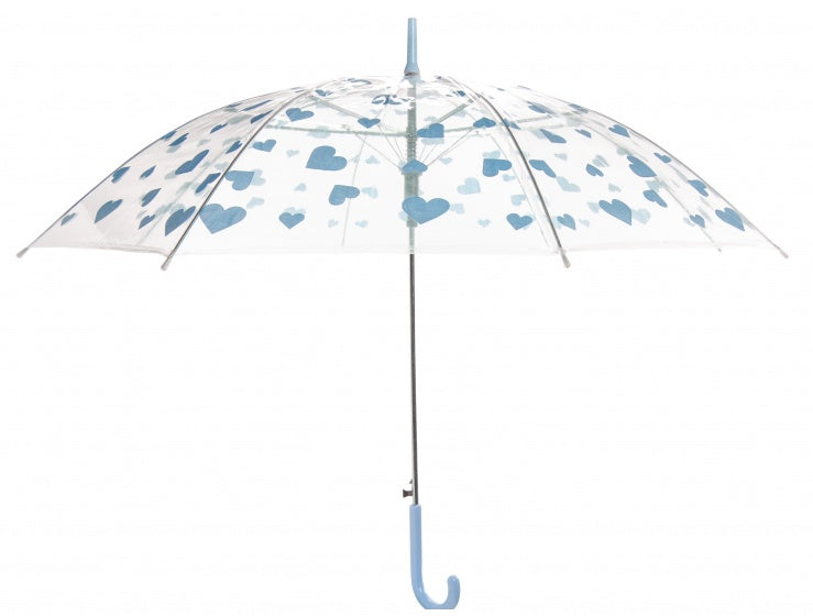 paraplu transparant hartjes blauw 50 cm