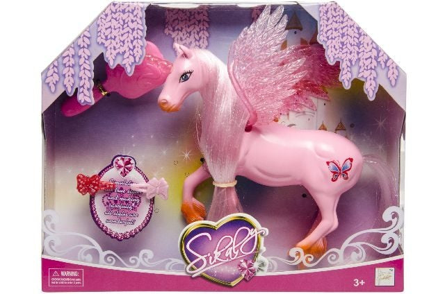 Pegasus met borstel 14 cm roze