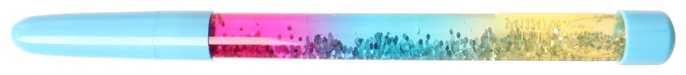 pen met bewegende glitters 18 cm blauw