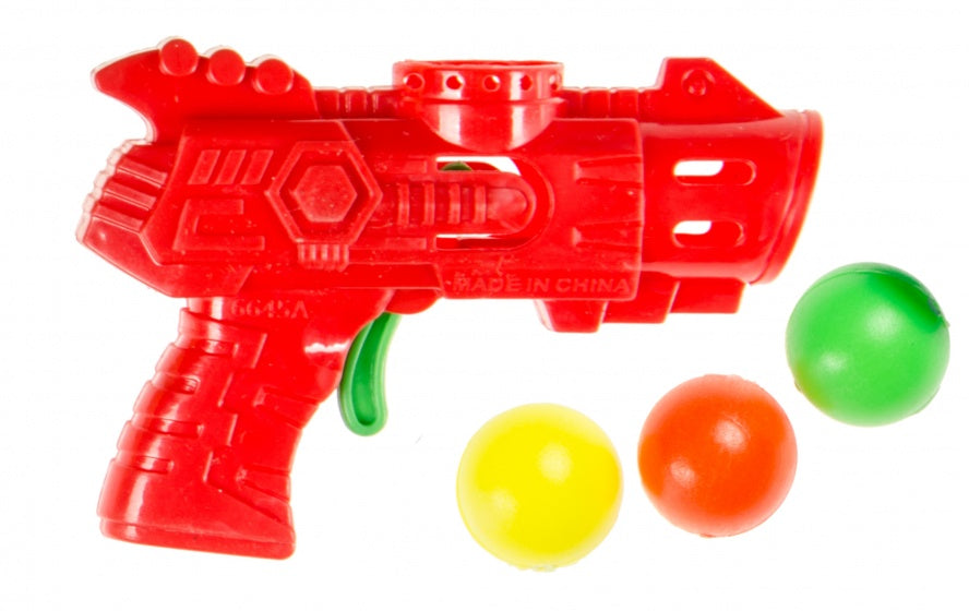 pistool met 3 ballen 9 cm rood