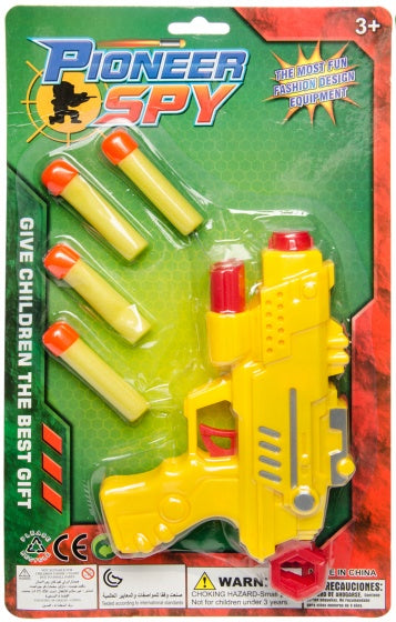 pistool met schuimpijlen 5-delig 18 cm geel
