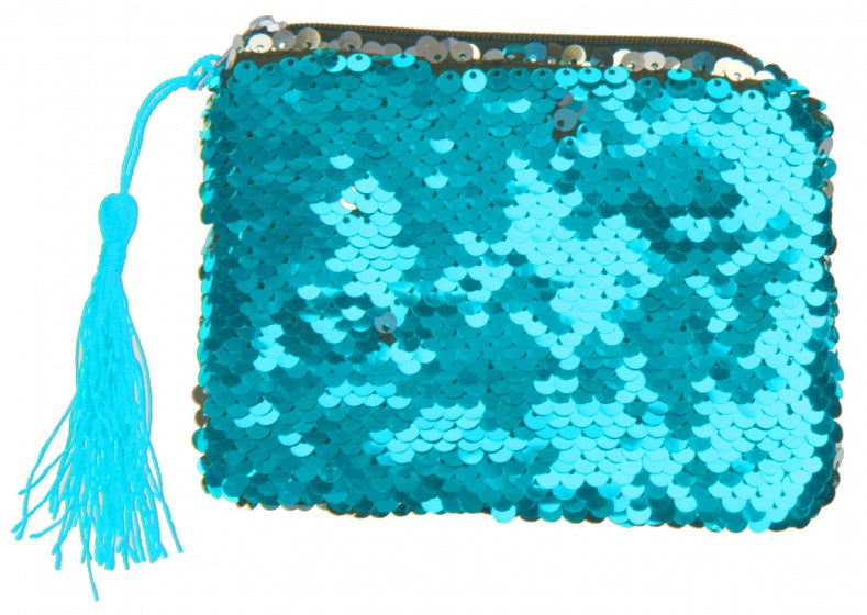 portemonnee zeemeermin glitter 13 cm blauw