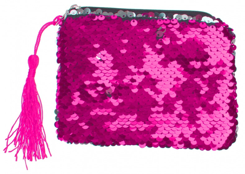 portemonnee zeemeermin glitter 13 cm roze