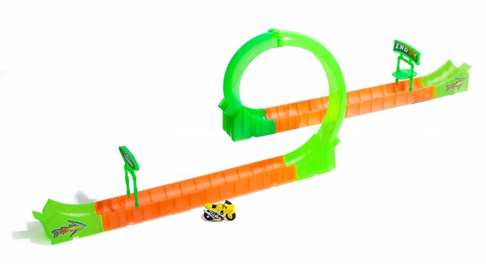 racebaanset met racemotor 16-delig rood/groen