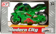 racemotor 'Modern City' 9 cm groen