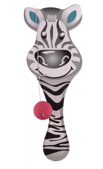 racket met bal zebra 23 cm zwart/wit