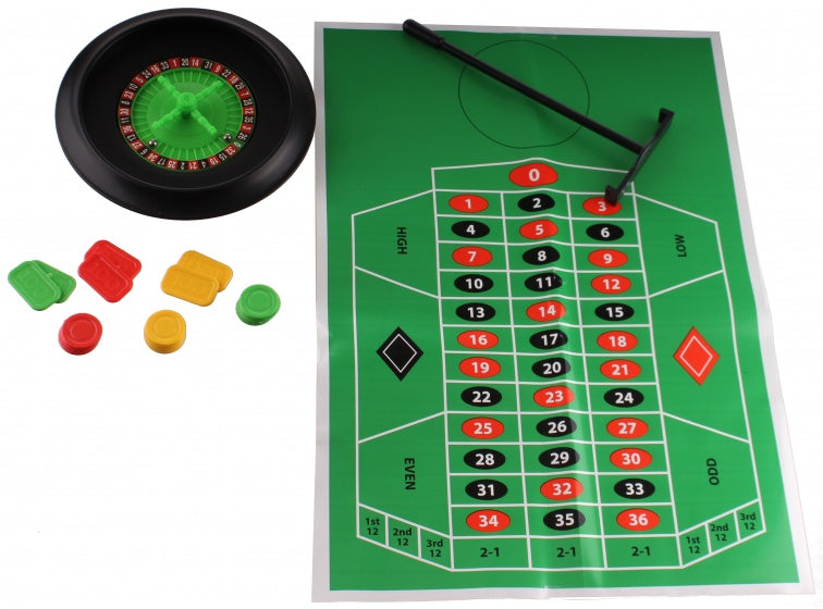 roulette-set 15 cm groen/zwart 29-delig