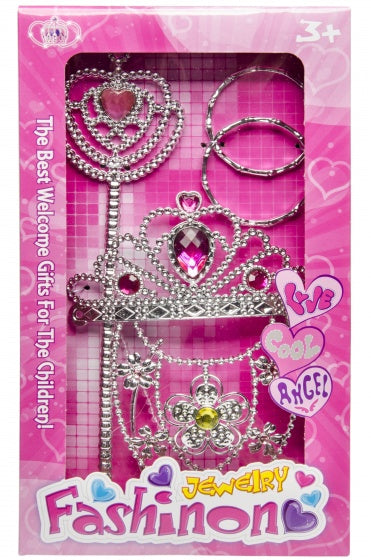 sieradenset prinsessen 4-delig zilver/roze